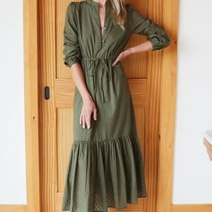 Emerson Fry Frances Dress 2 - Sz XS - Moss Swiss Dot Organic
